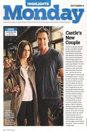 Palavras chave: CASTLE;2ª TEMPORADA;SEASON 2;SCAN;2010;TV Guide;revista